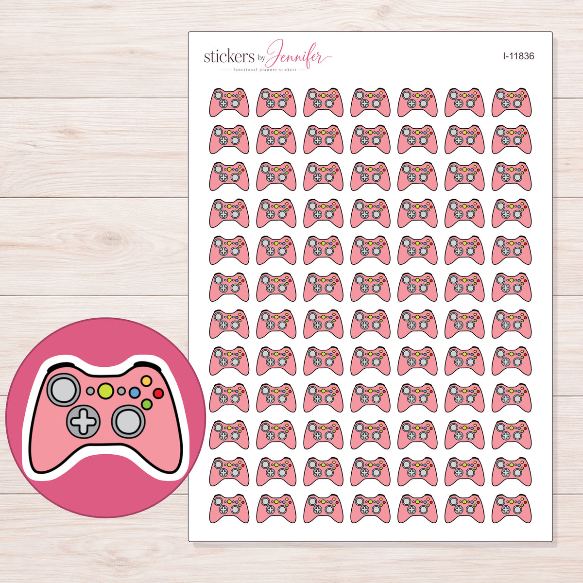 I-11836 planner sticker sheet with enlarged sticker detail