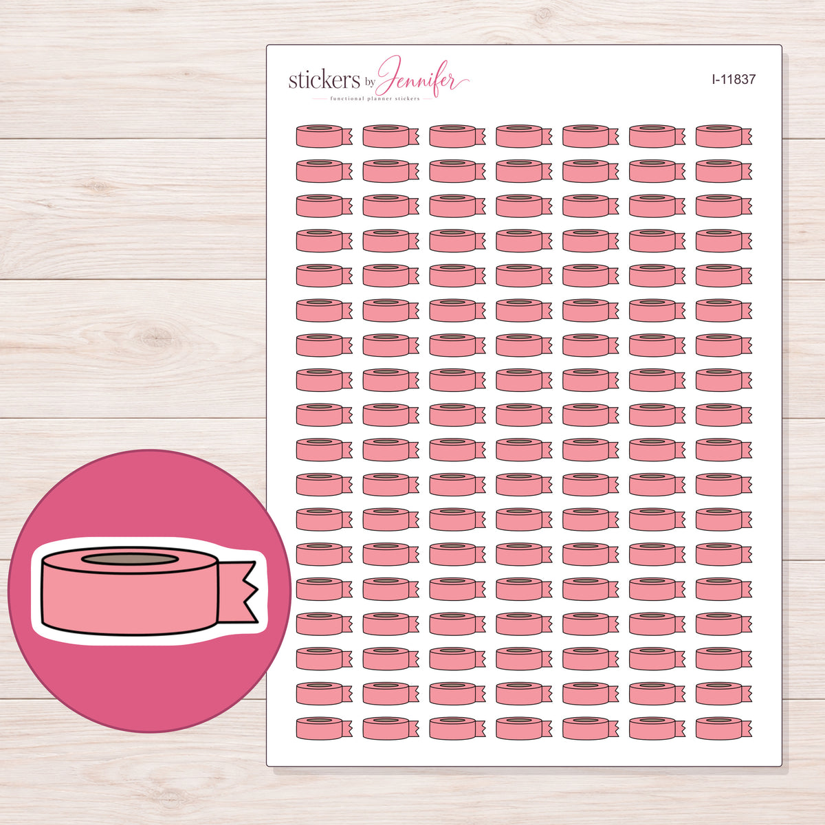I-11837 planner sticker sheet with enlarged sticker detail