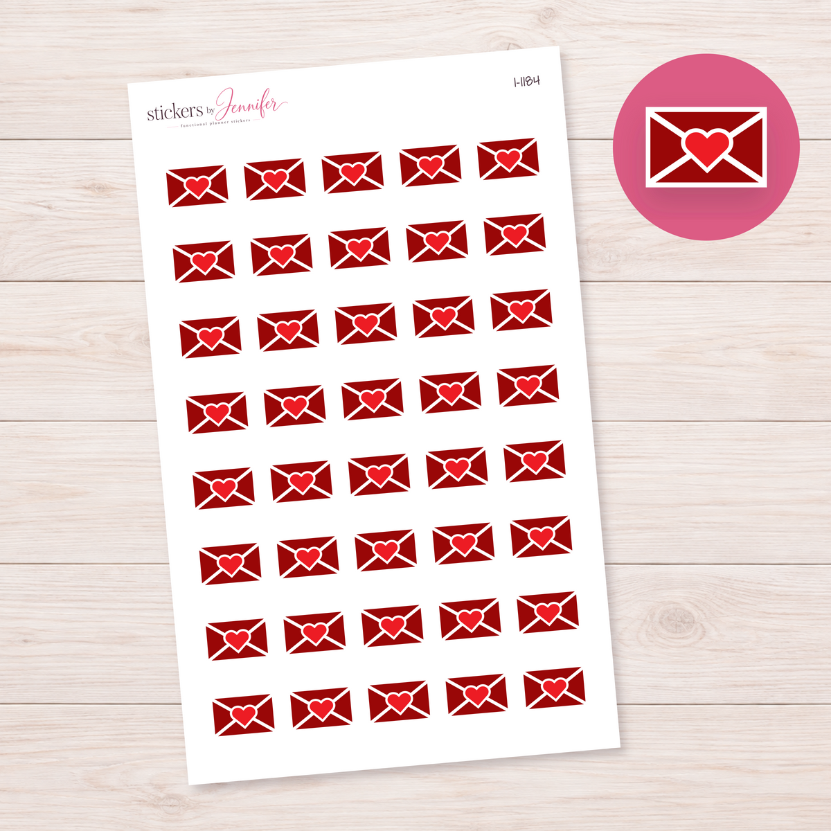Deep Red Happy Mail Envelope Planner Stickers | I-1184