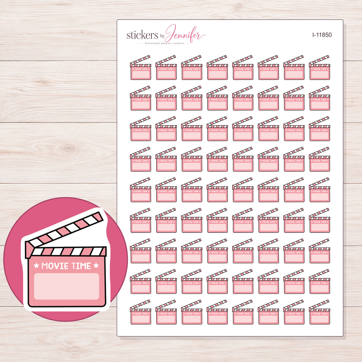 I-11850 planner sticker sheet with enlarged sticker detail