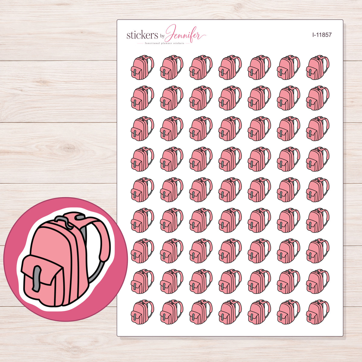 I-11857 planner sticker sheet with enlarged sticker detail