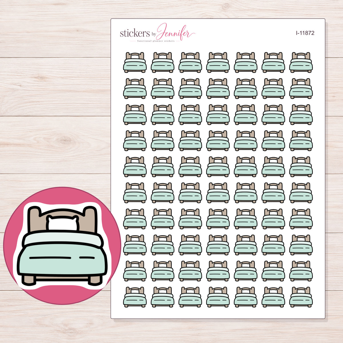I-11872 planner sticker sheet with enlarged sticker detail