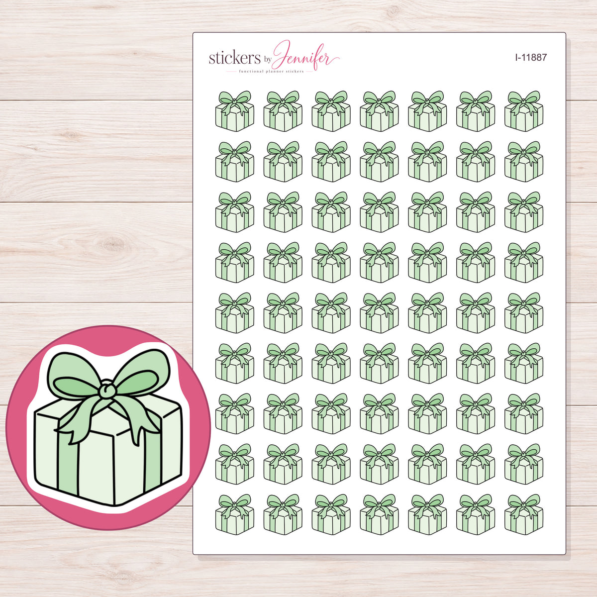 I-11887 planner sticker sheet with enlarged sticker detail