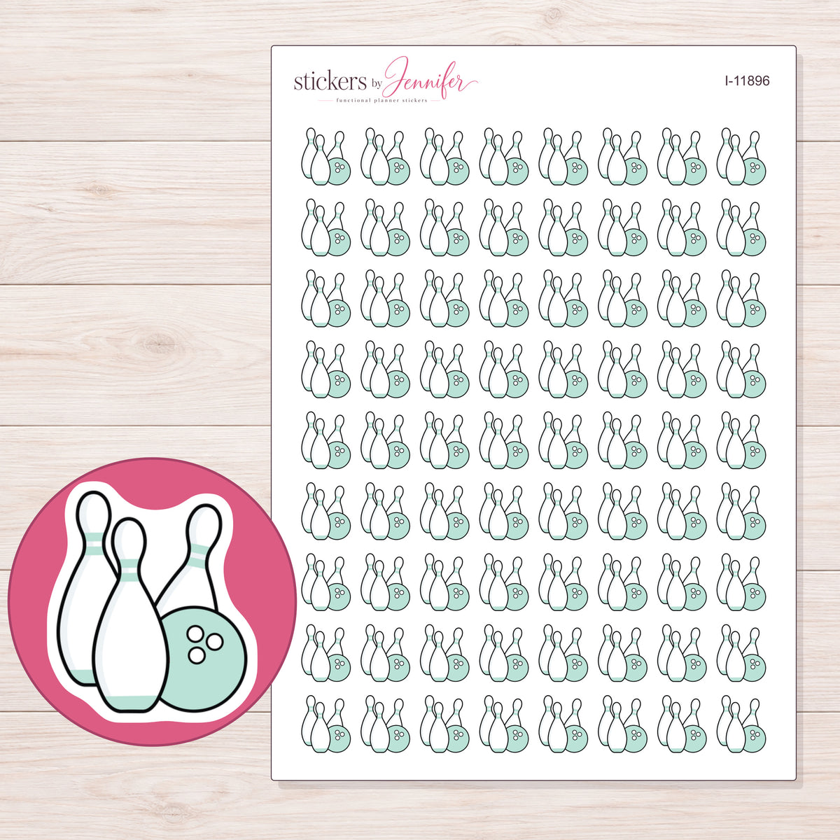 I-11896 planner sticker sheet with enlarged sticker detail