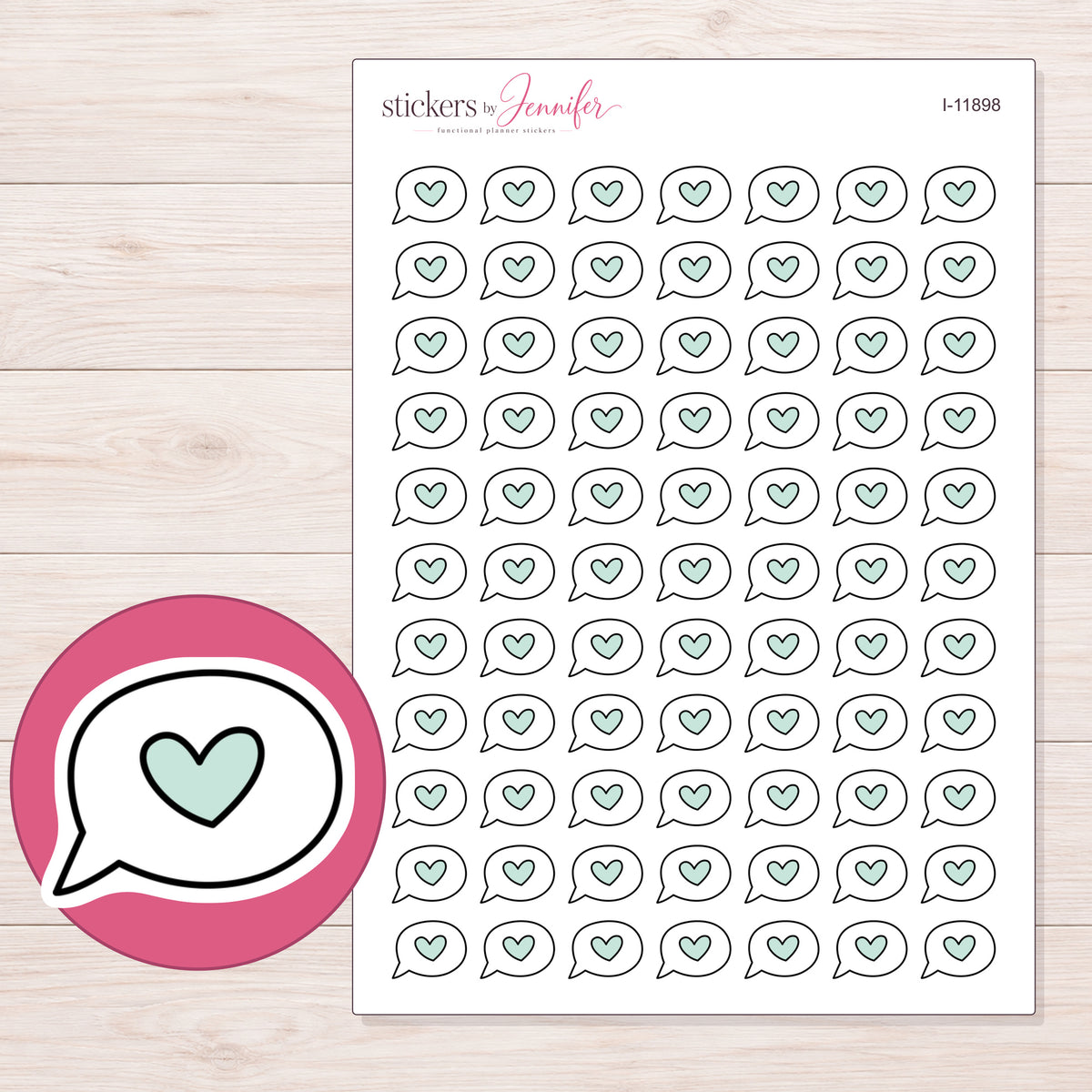 I-11898 planner sticker sheet with enlarged sticker detail