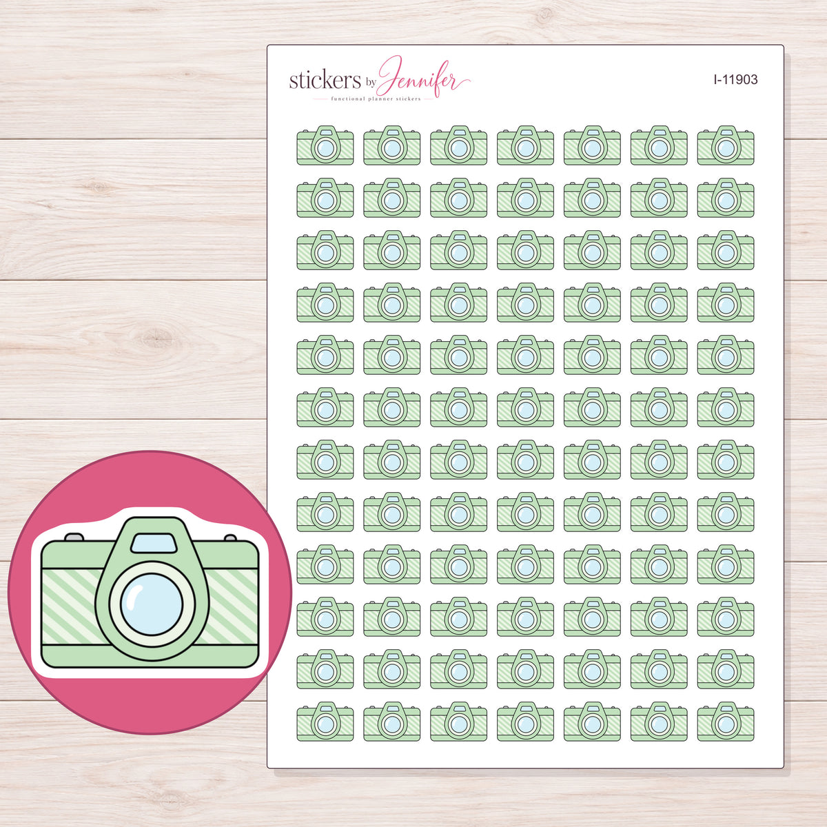 I-11903 planner sticker sheet with enlarged sticker detail