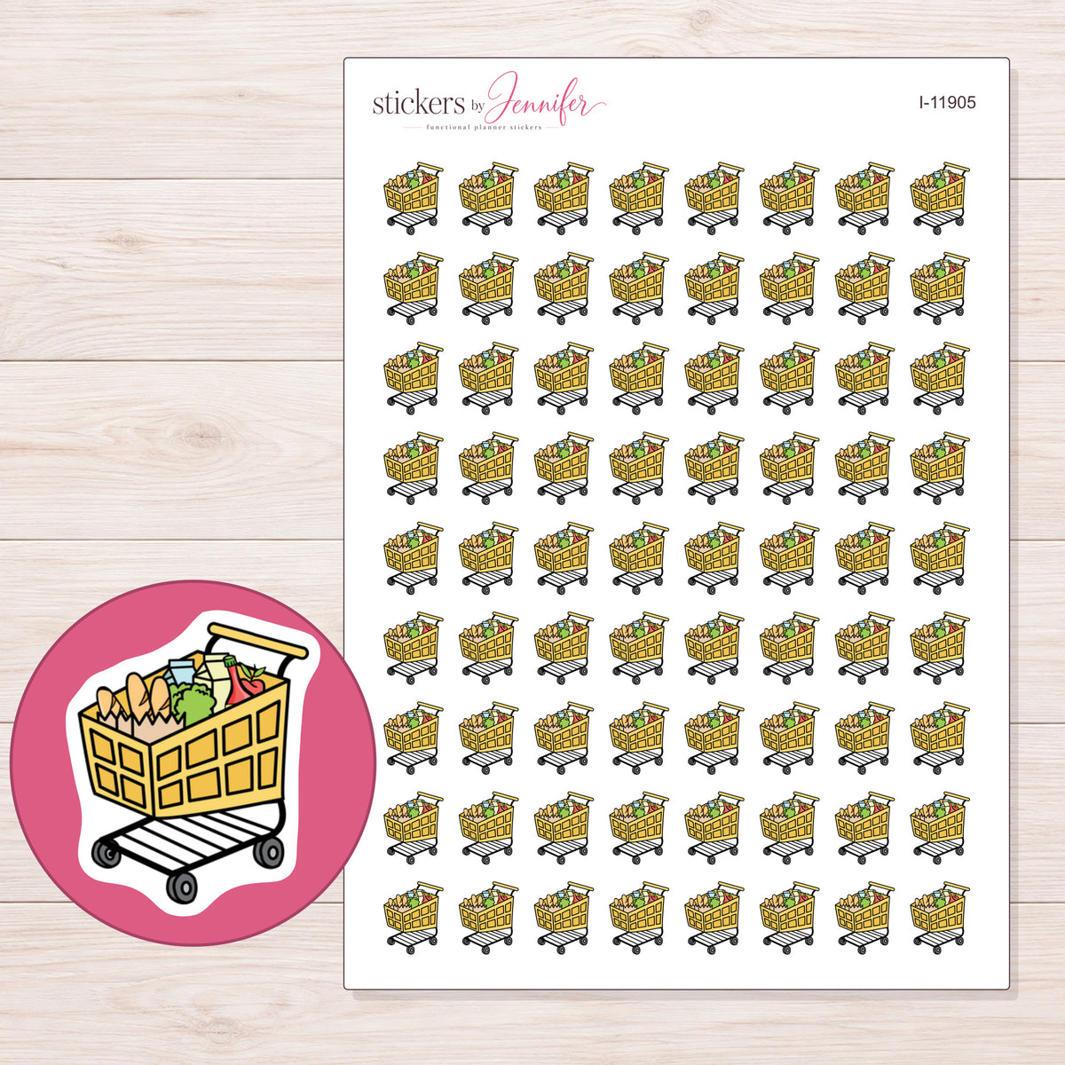 I-11905 planner sticker sheet with enlarged sticker detail