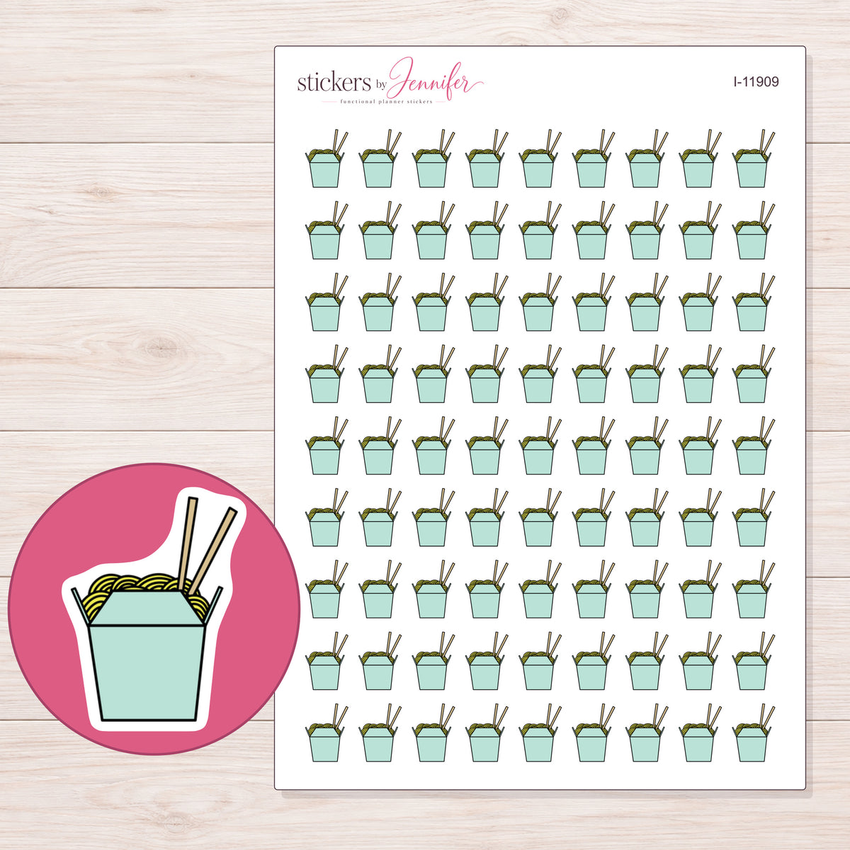 I-11909 planner sticker sheet with enlarged sticker detail