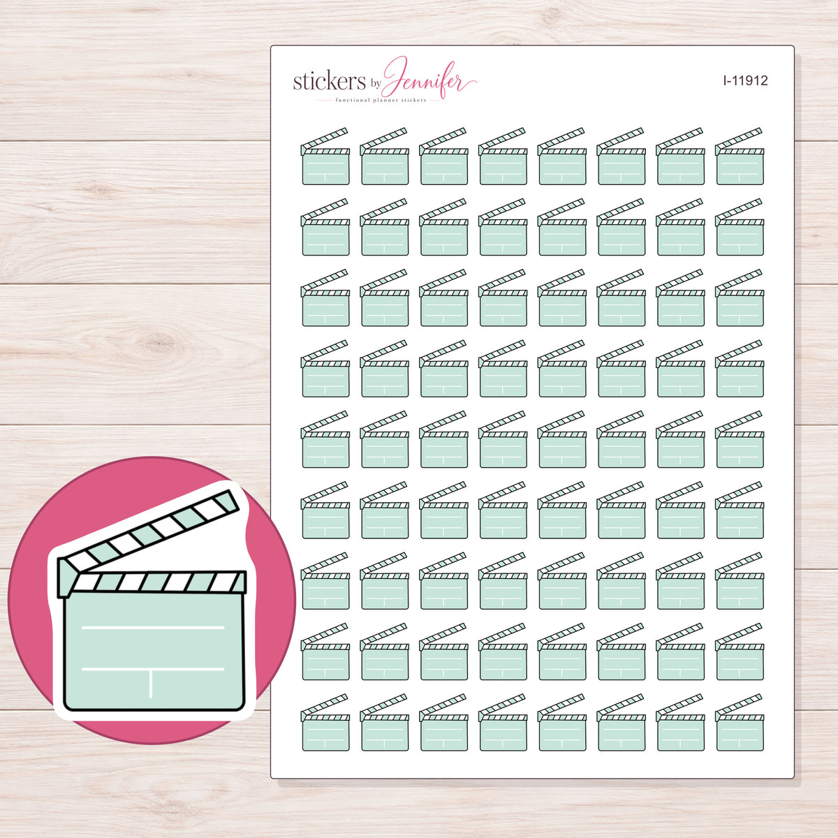 I-11912 planner sticker sheet with enlarged sticker detail
