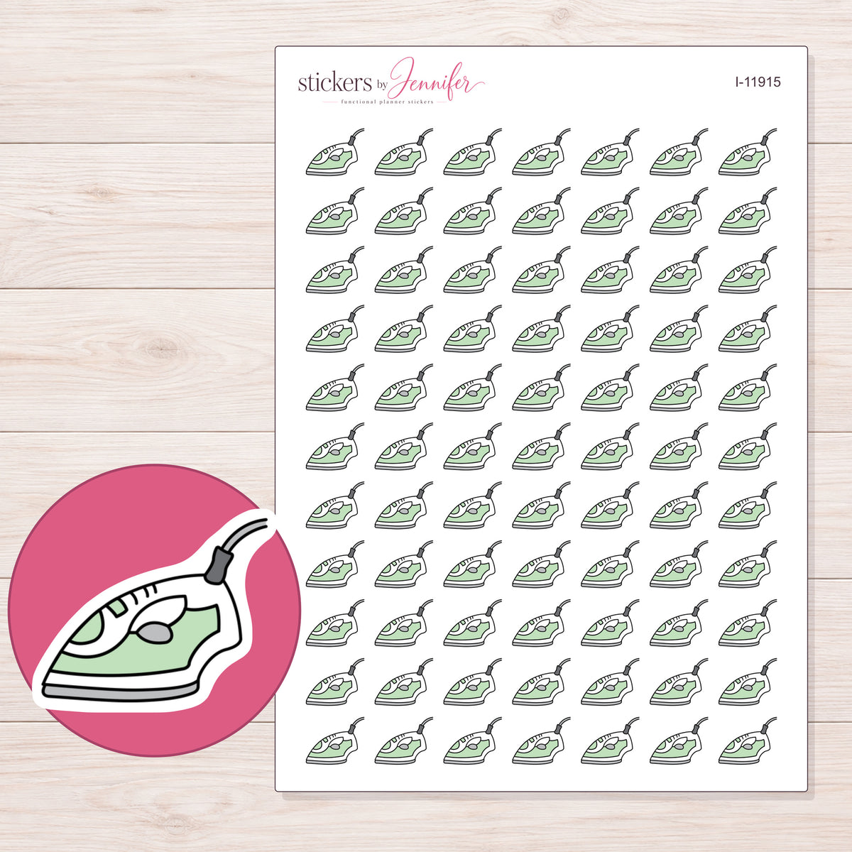 I-11915 planner sticker sheet with enlarged sticker detail