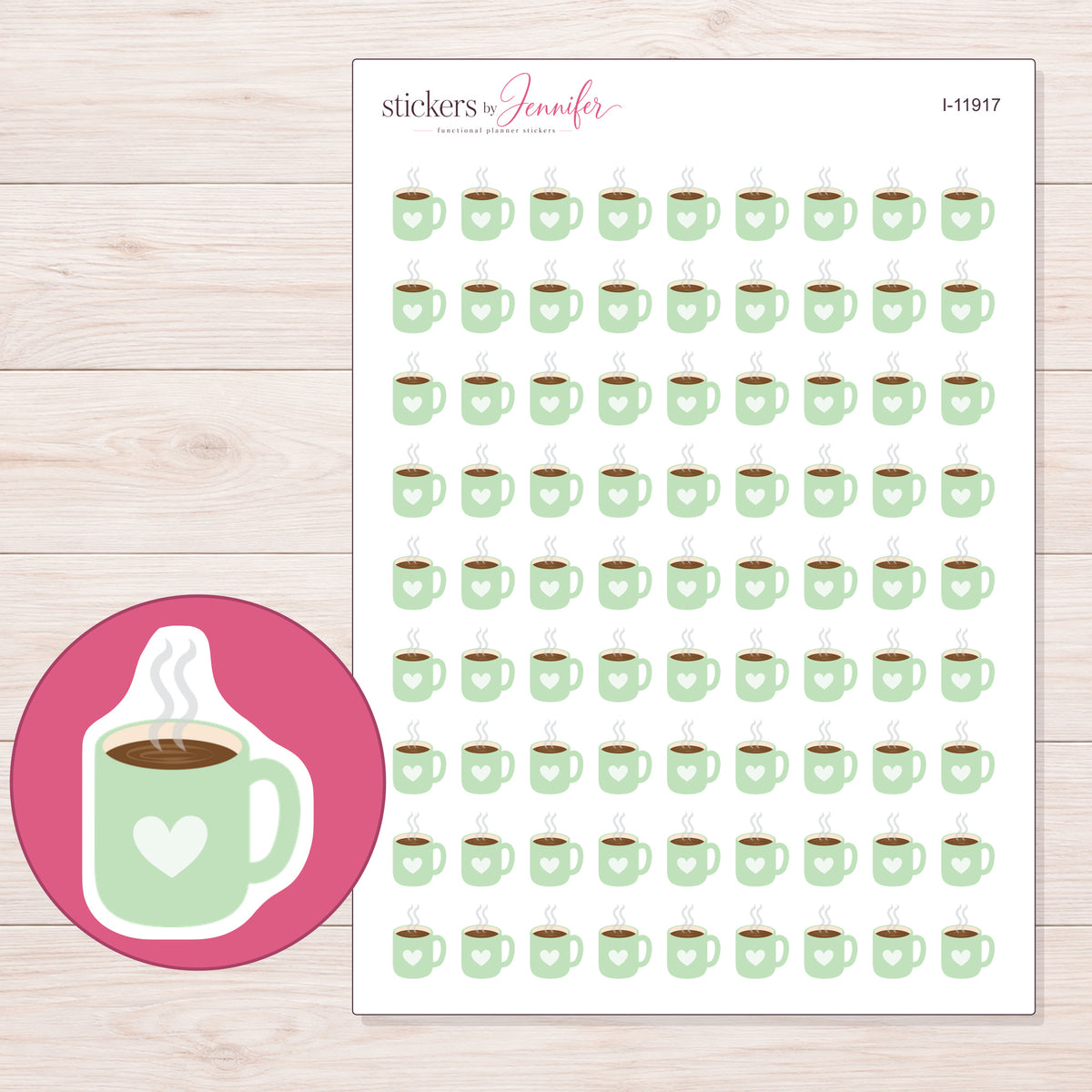 I-11917 planner sticker sheet with enlarged sticker detail