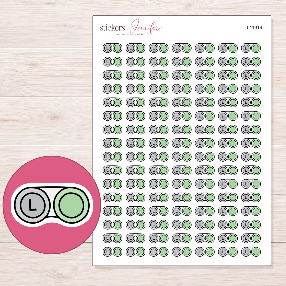 I-11919 planner sticker sheet with enlarged sticker detail