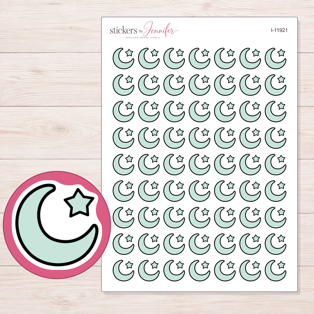 I-11921 planner sticker sheet with enlarged sticker detail