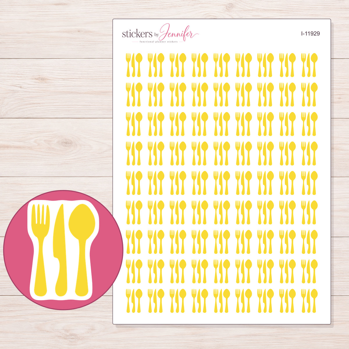 I-11929 planner sticker sheet with enlarged sticker detail