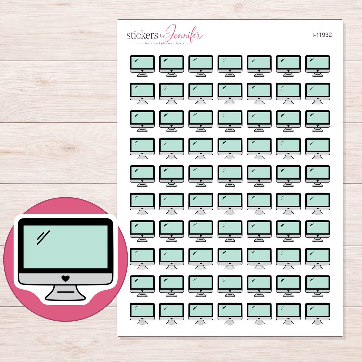 I-11932 planner sticker sheet with enlarged sticker detail