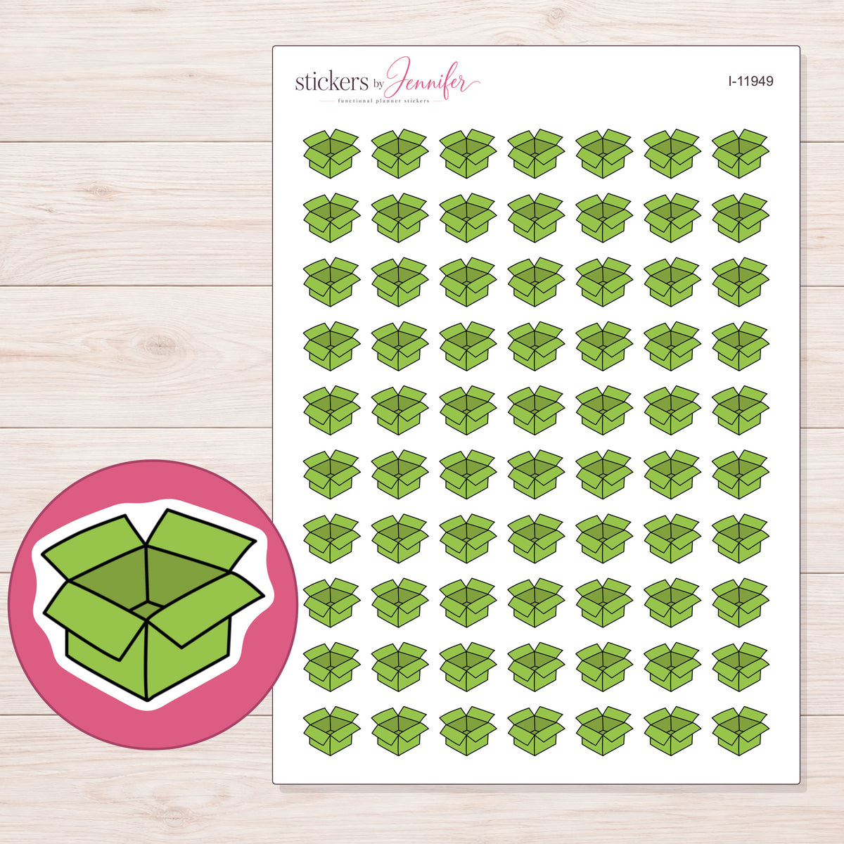 I-11949 planner sticker sheet with enlarged sticker detail