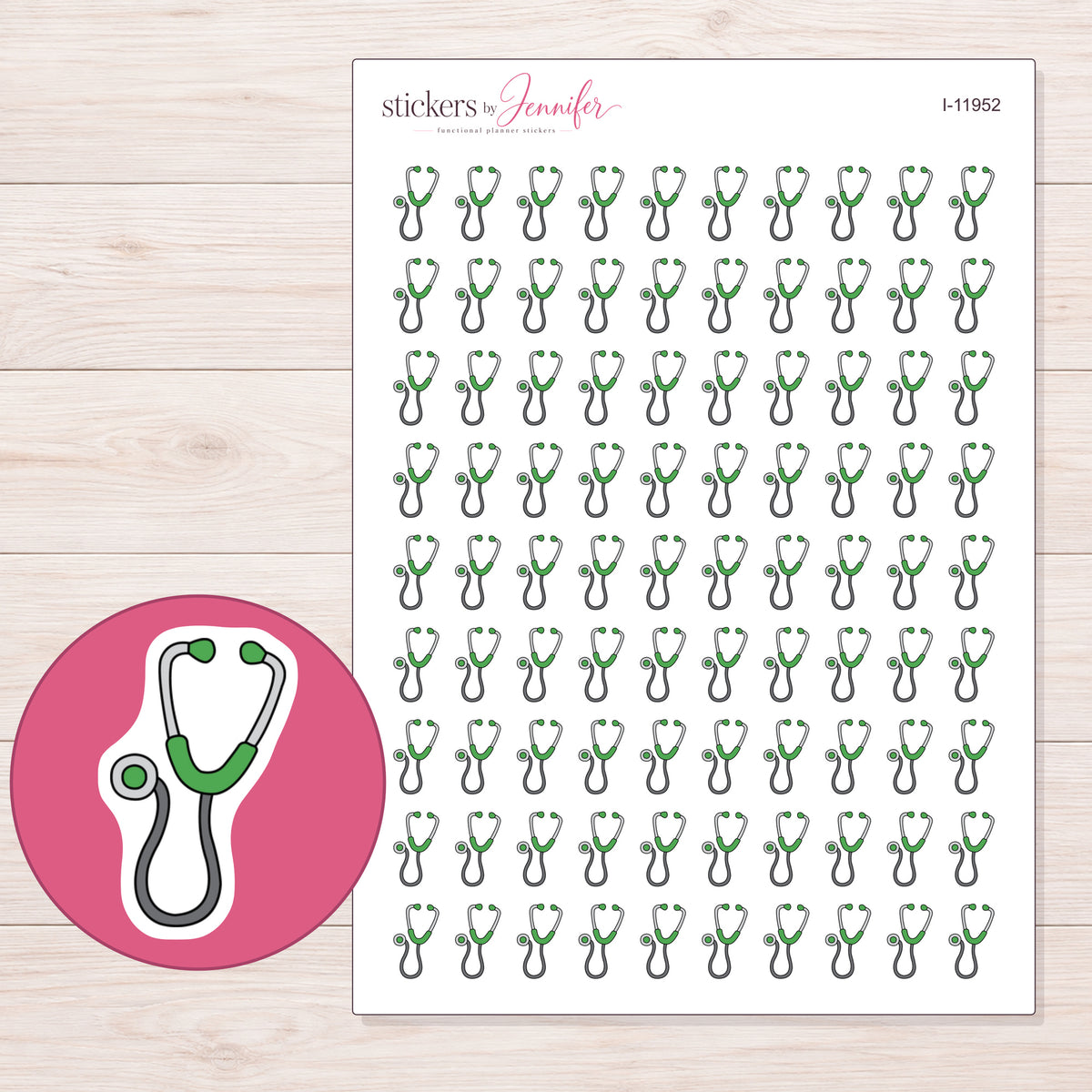 I-11952 planner sticker sheet with enlarged sticker detail