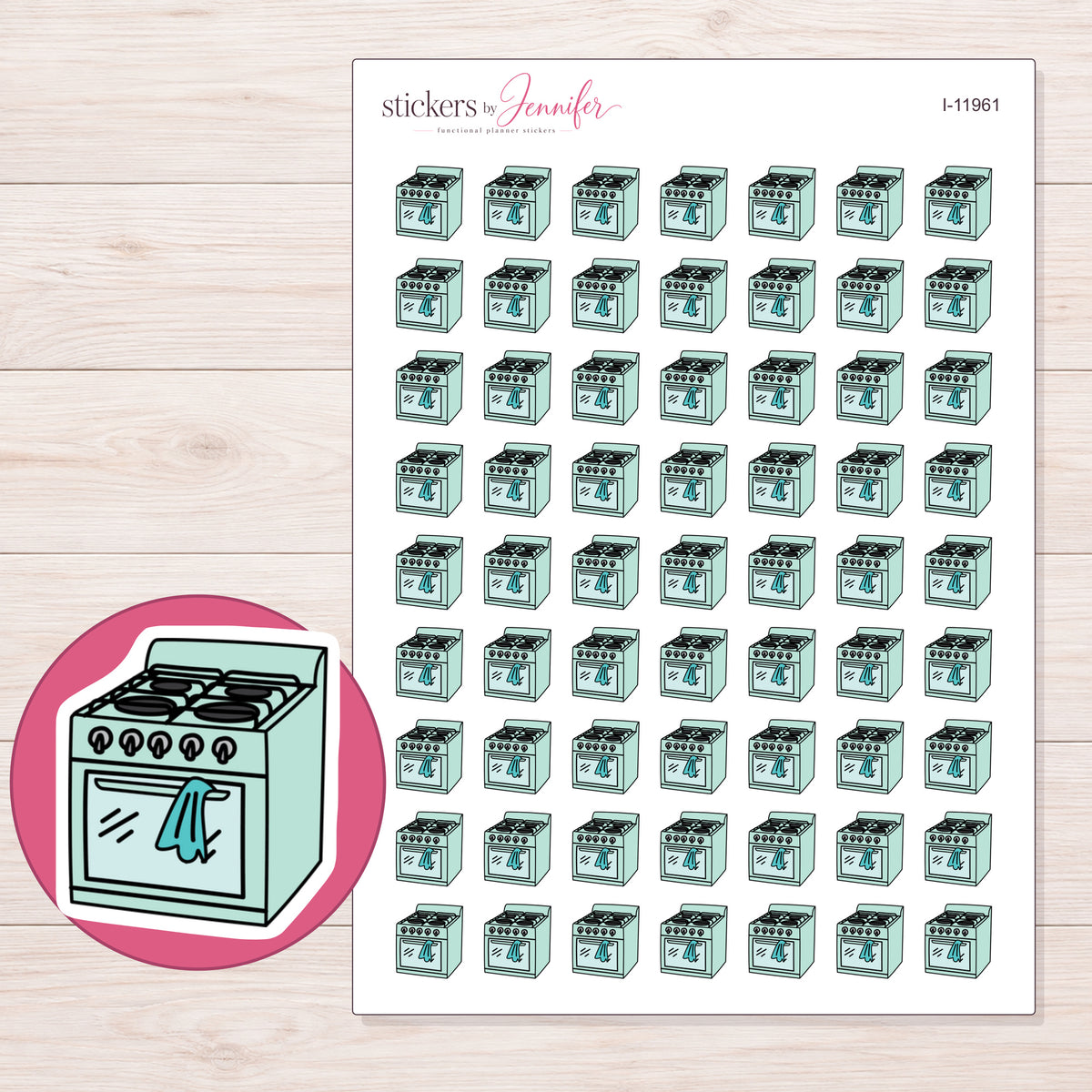 I-11961 planner sticker sheet with enlarged sticker detail