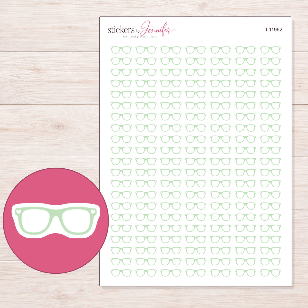 I-11962 planner sticker sheet with enlarged sticker detail