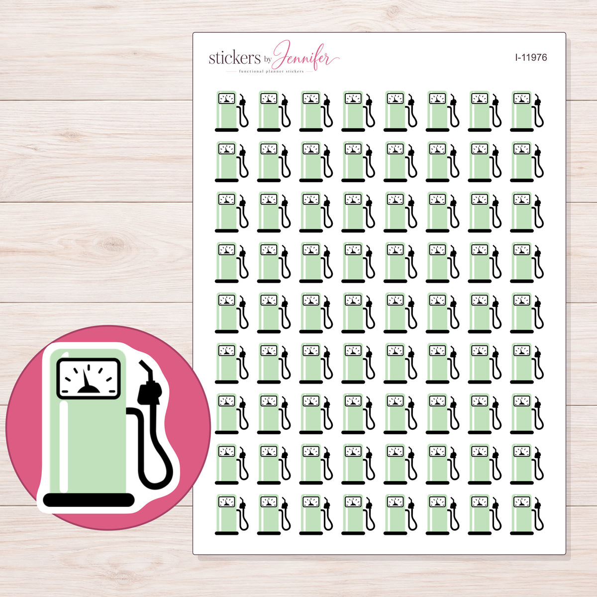 I-11976 planner sticker sheet with enlarged sticker detail