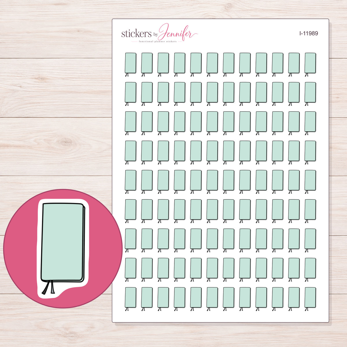 I-11989 planner sticker sheet with enlarged sticker detail