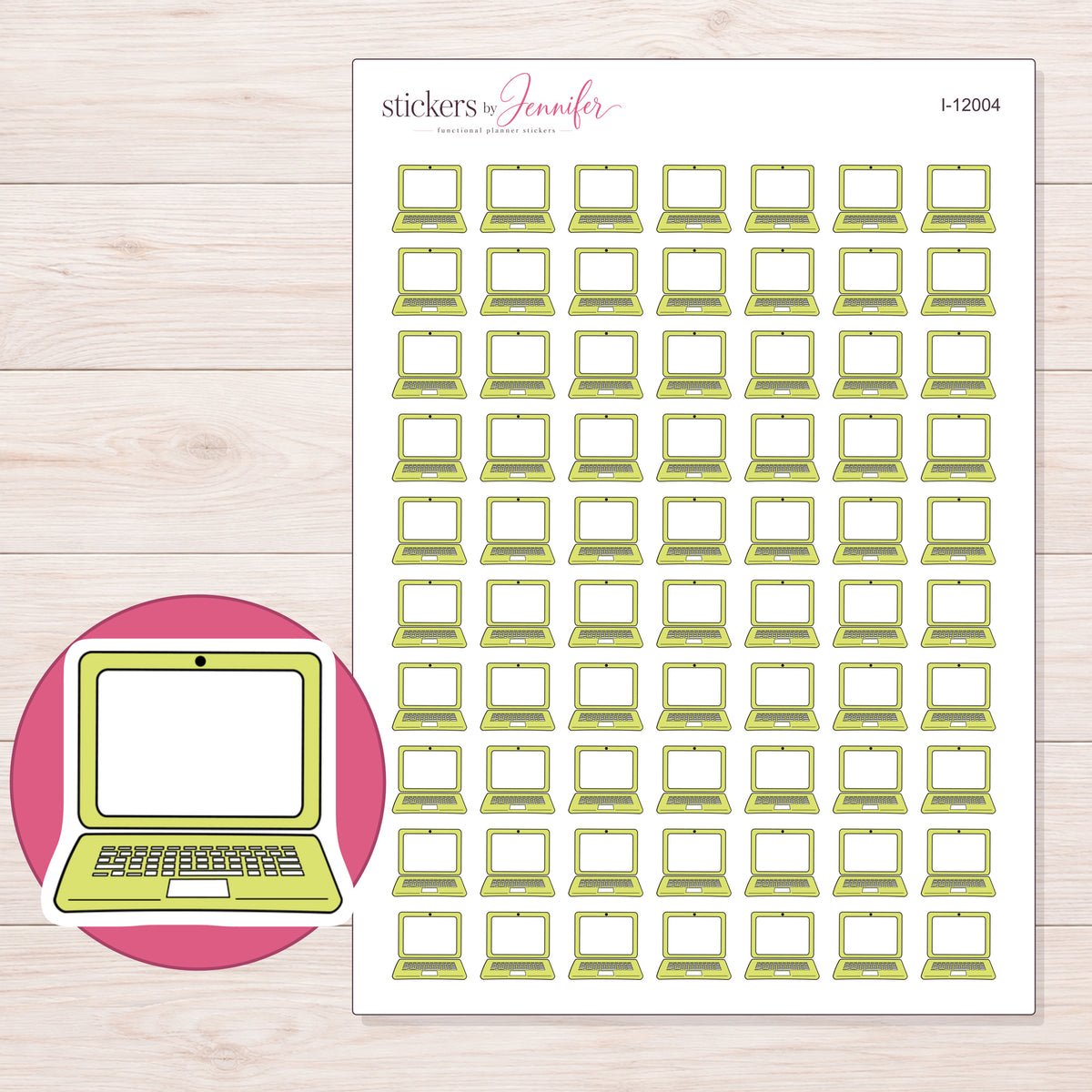 I-12004 planner sticker sheet with enlarged sticker detail