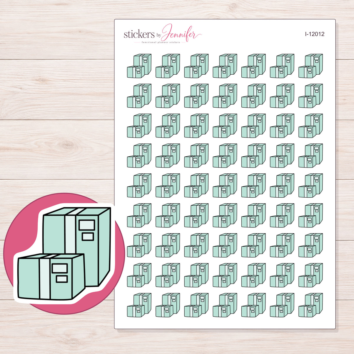 I-12012 planner sticker sheet with enlarged sticker detail