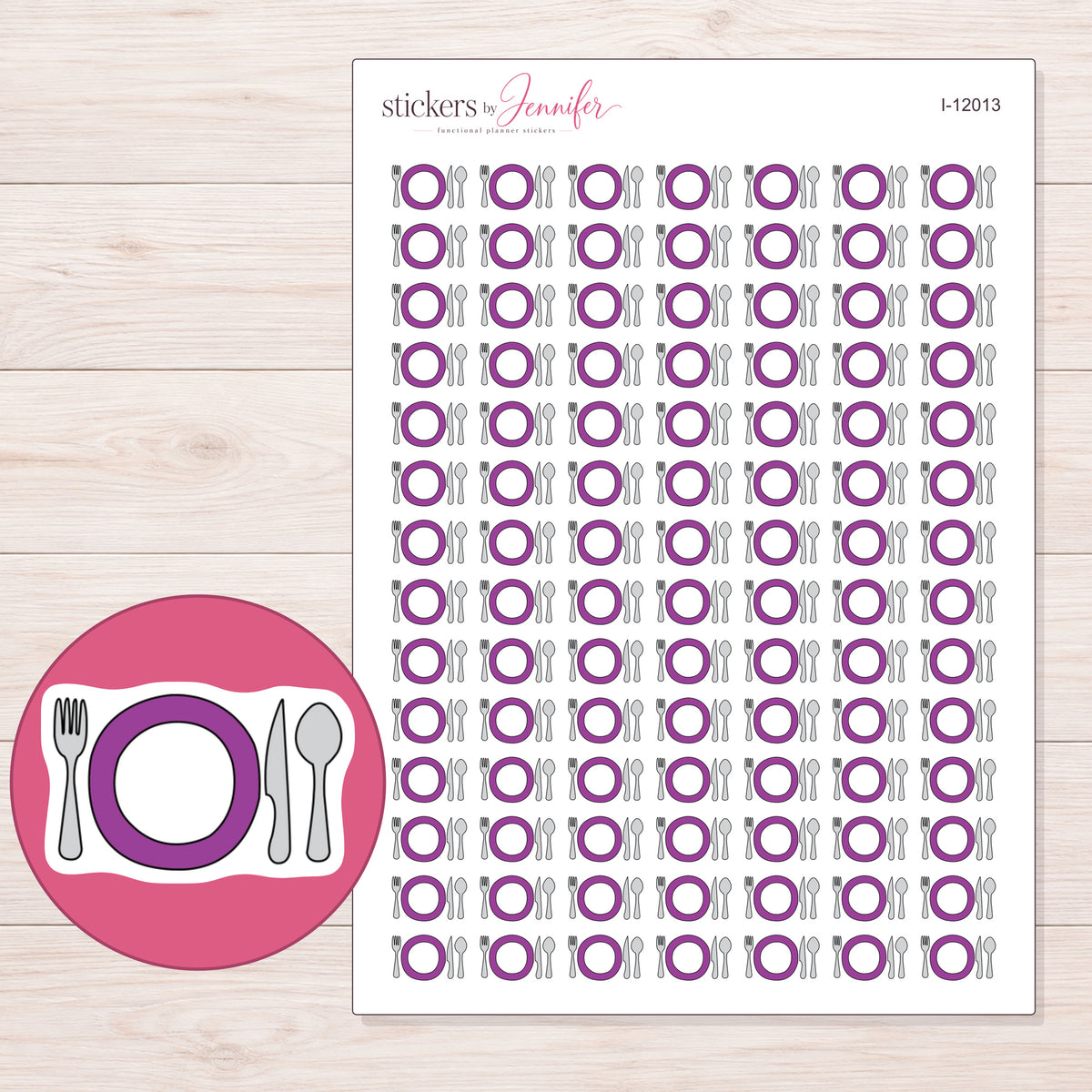 I-12013 planner sticker sheet with enlarged sticker detail