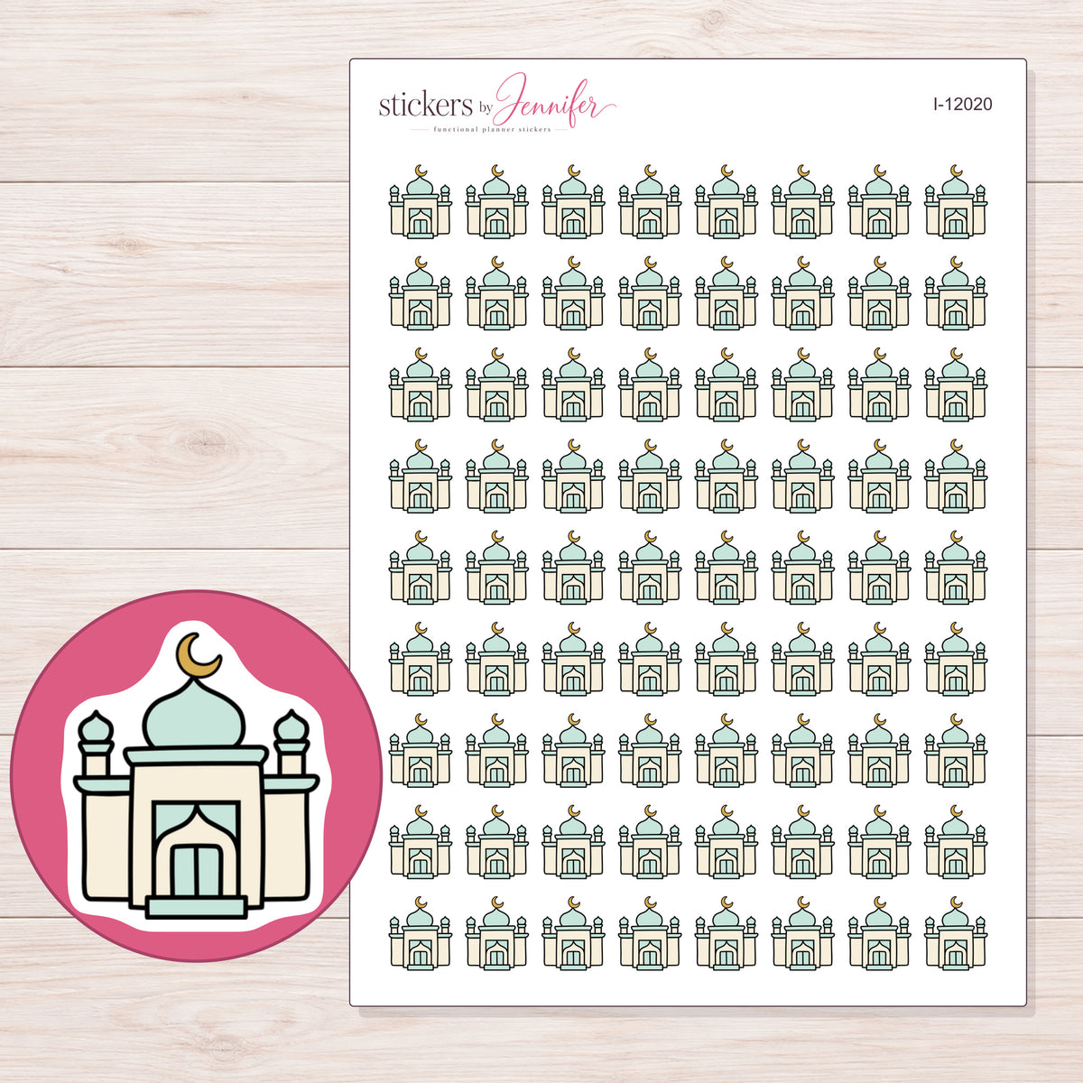 I-12020 planner sticker sheet with enlarged sticker detail