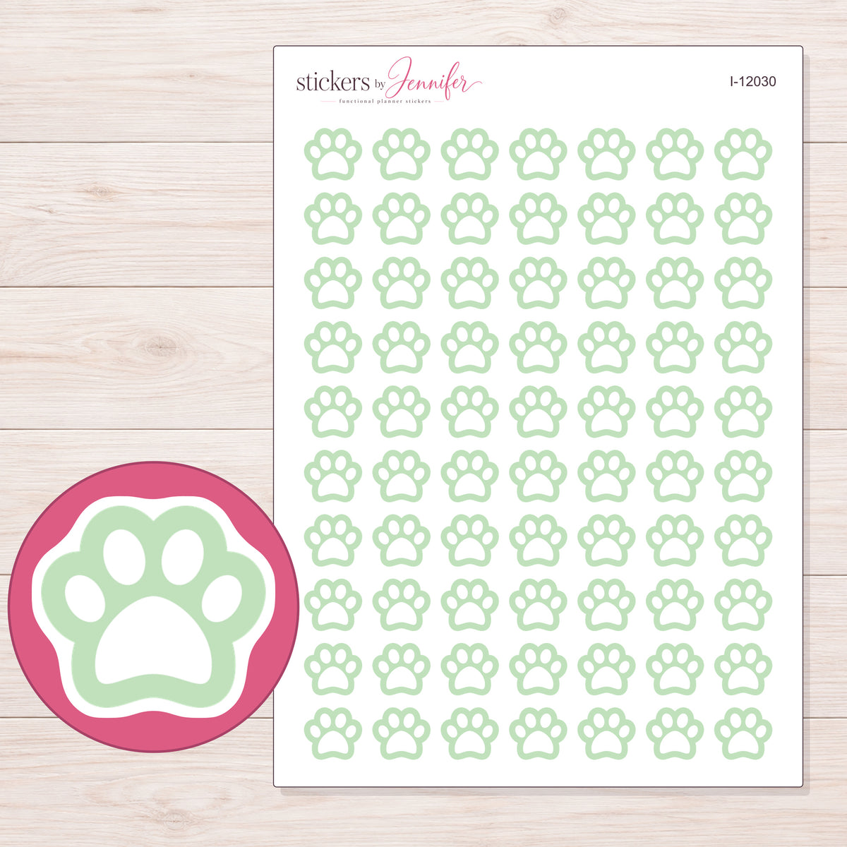I-12030 planner sticker sheet with enlarged sticker detail