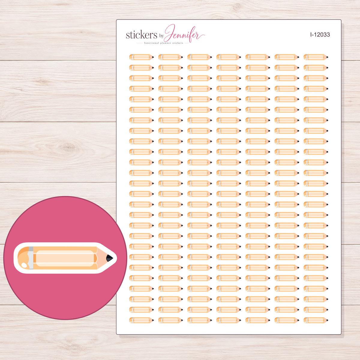 I-12033 planner sticker sheet with enlarged sticker detail