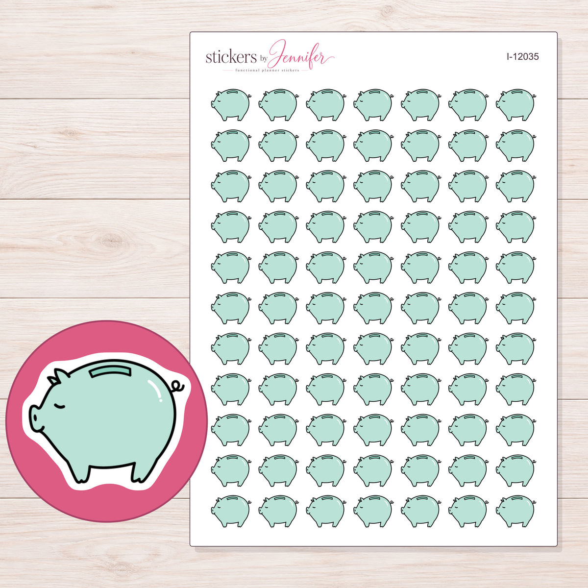 I-12035 planner sticker sheet with enlarged sticker detail