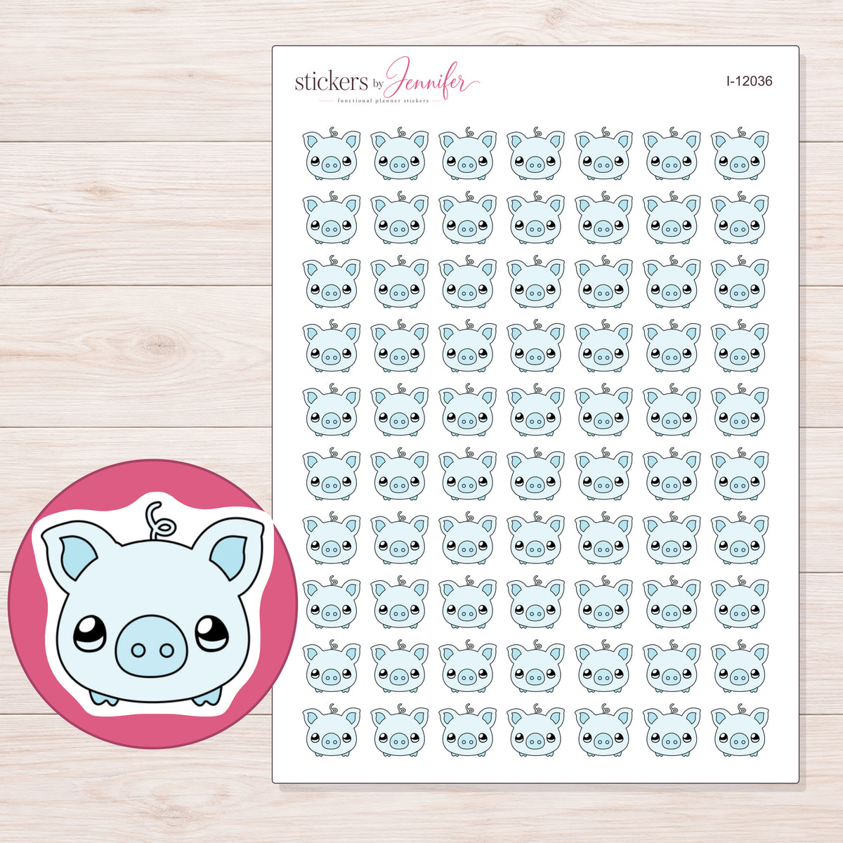 I-12036 planner sticker sheet with enlarged sticker detail