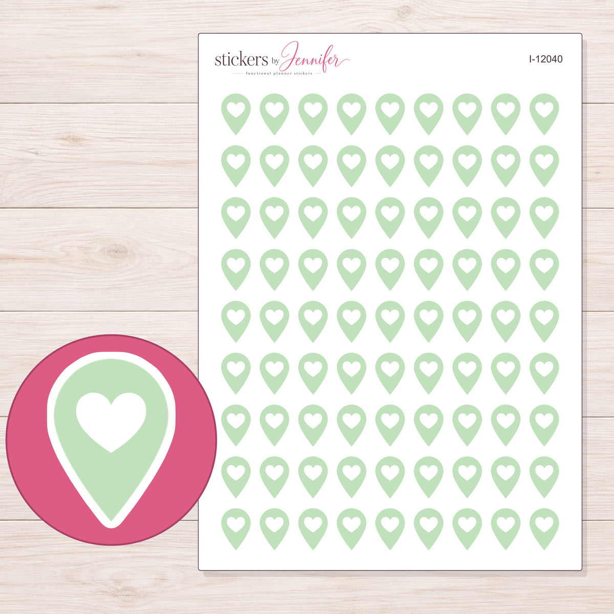 I-12040 planner sticker sheet with enlarged sticker detail