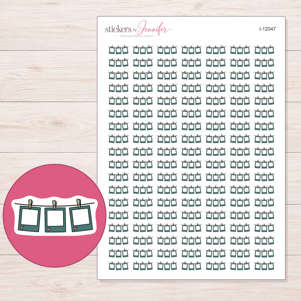 I-12047 planner sticker sheet with enlarged sticker detail
