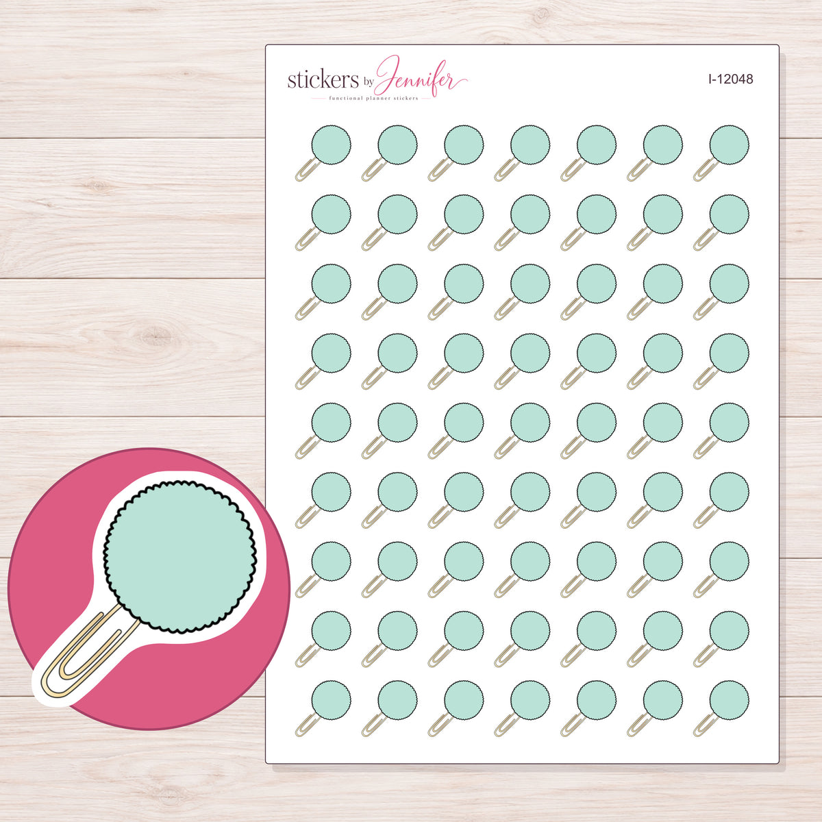 I-12048 planner sticker sheet with enlarged sticker detail