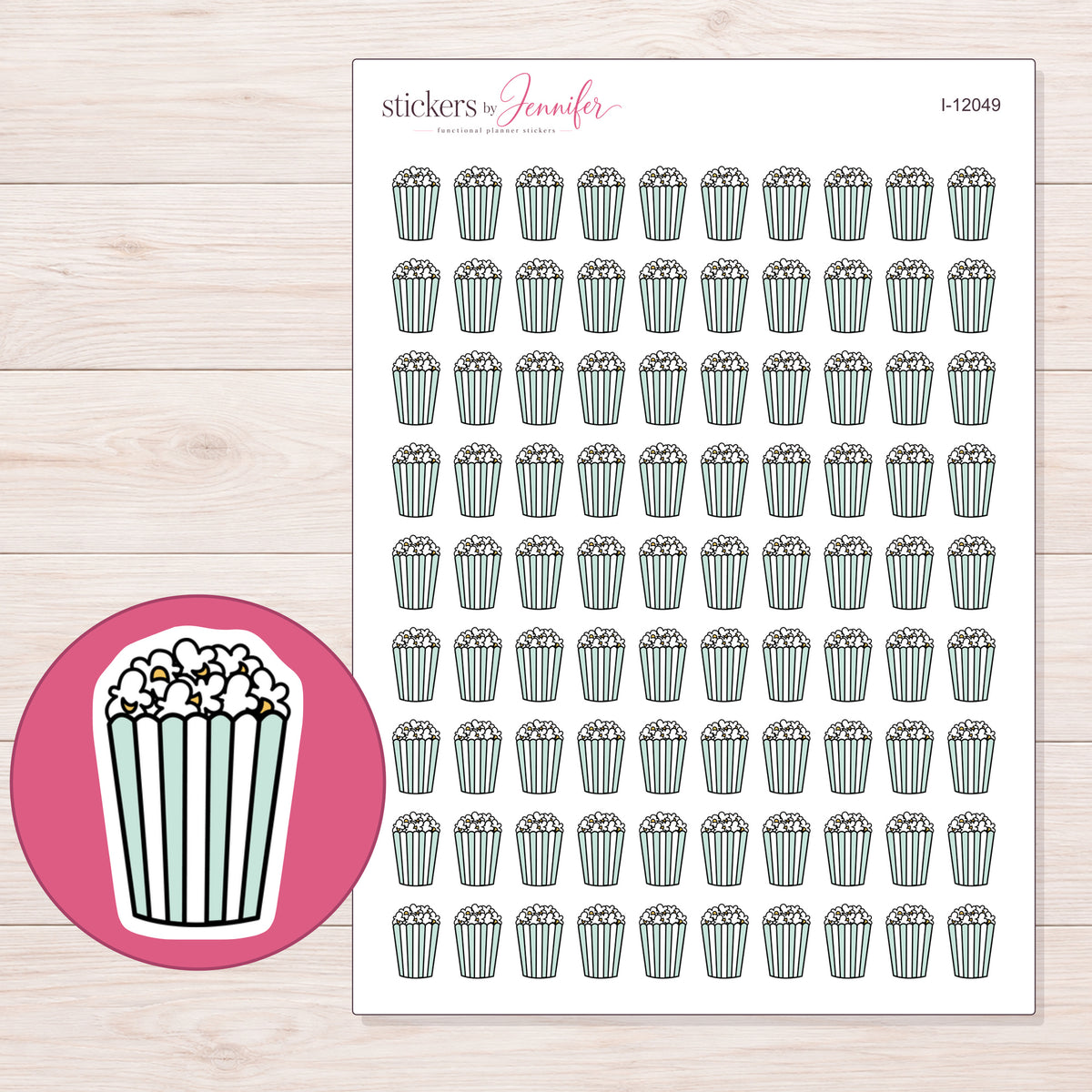 I-12049 planner sticker sheet with enlarged sticker detail