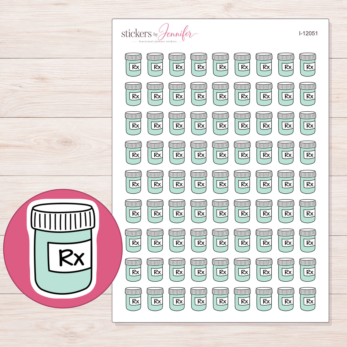 I-12051 planner sticker sheet with enlarged sticker detail