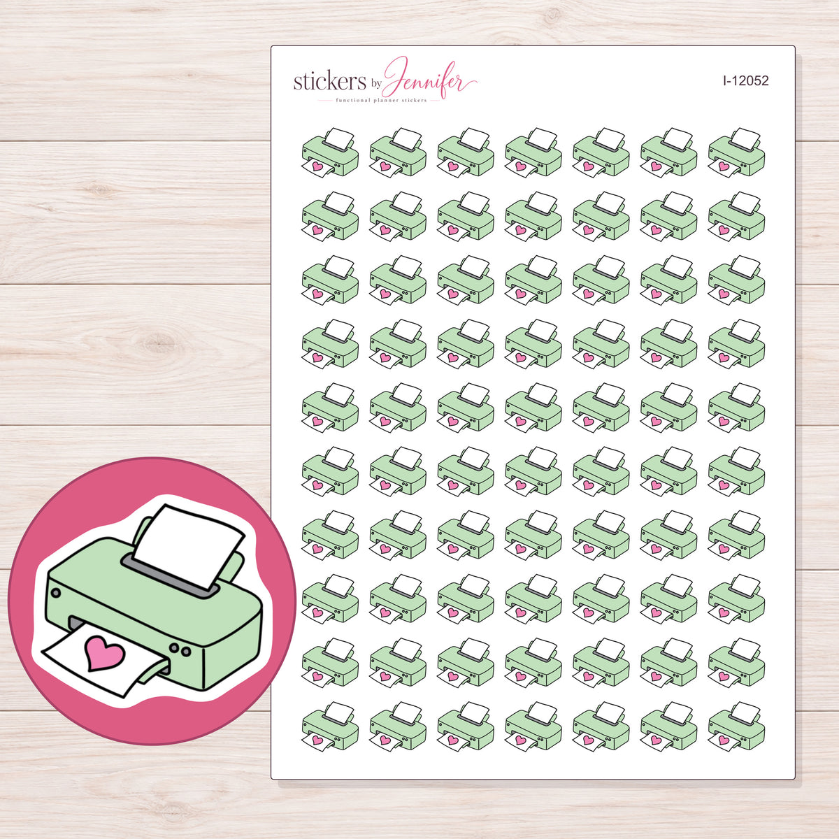 I-12052 planner sticker sheet with enlarged sticker detail
