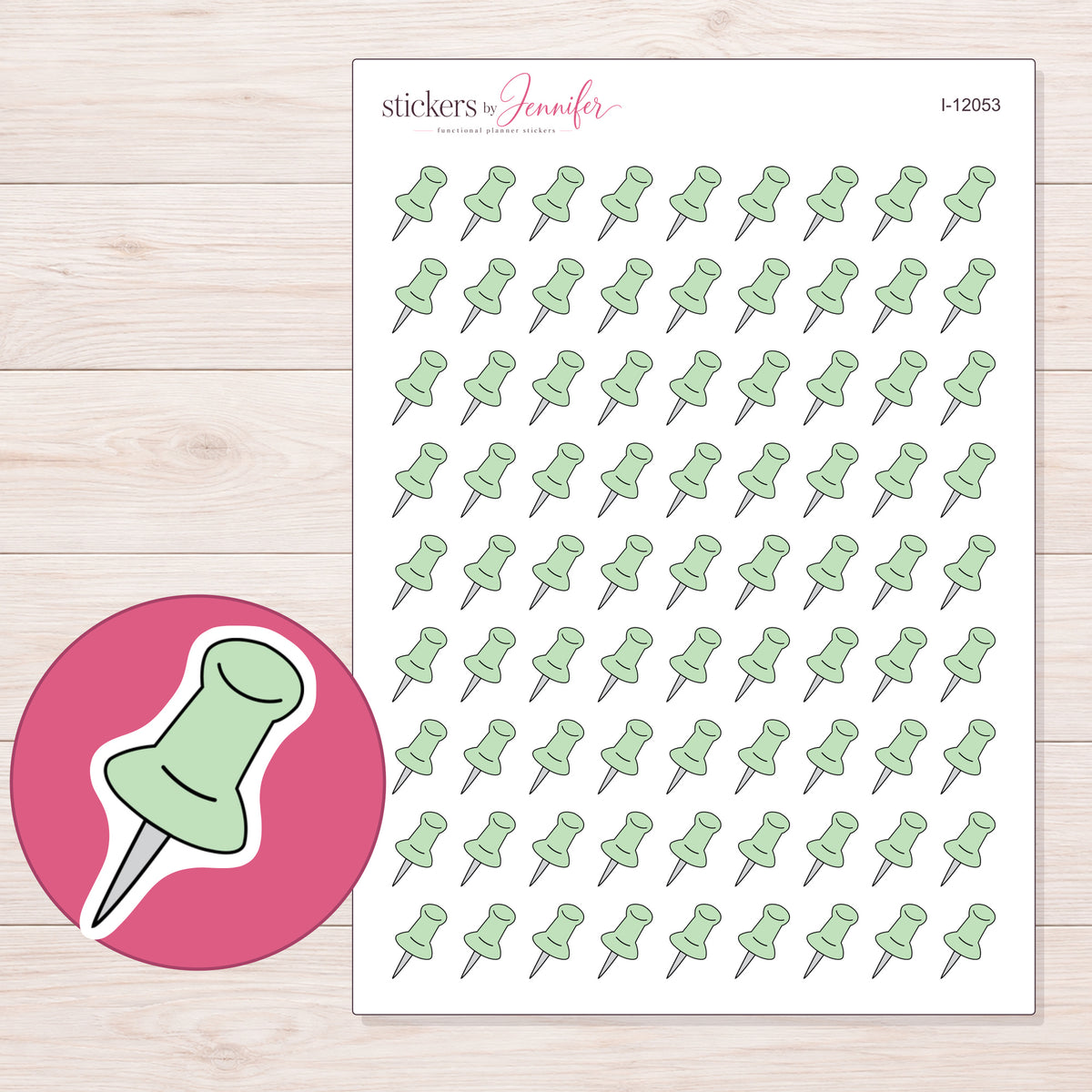 I-12053 planner sticker sheet with enlarged sticker detail