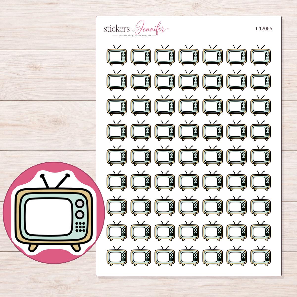 I-12055 planner sticker sheet with enlarged sticker detail