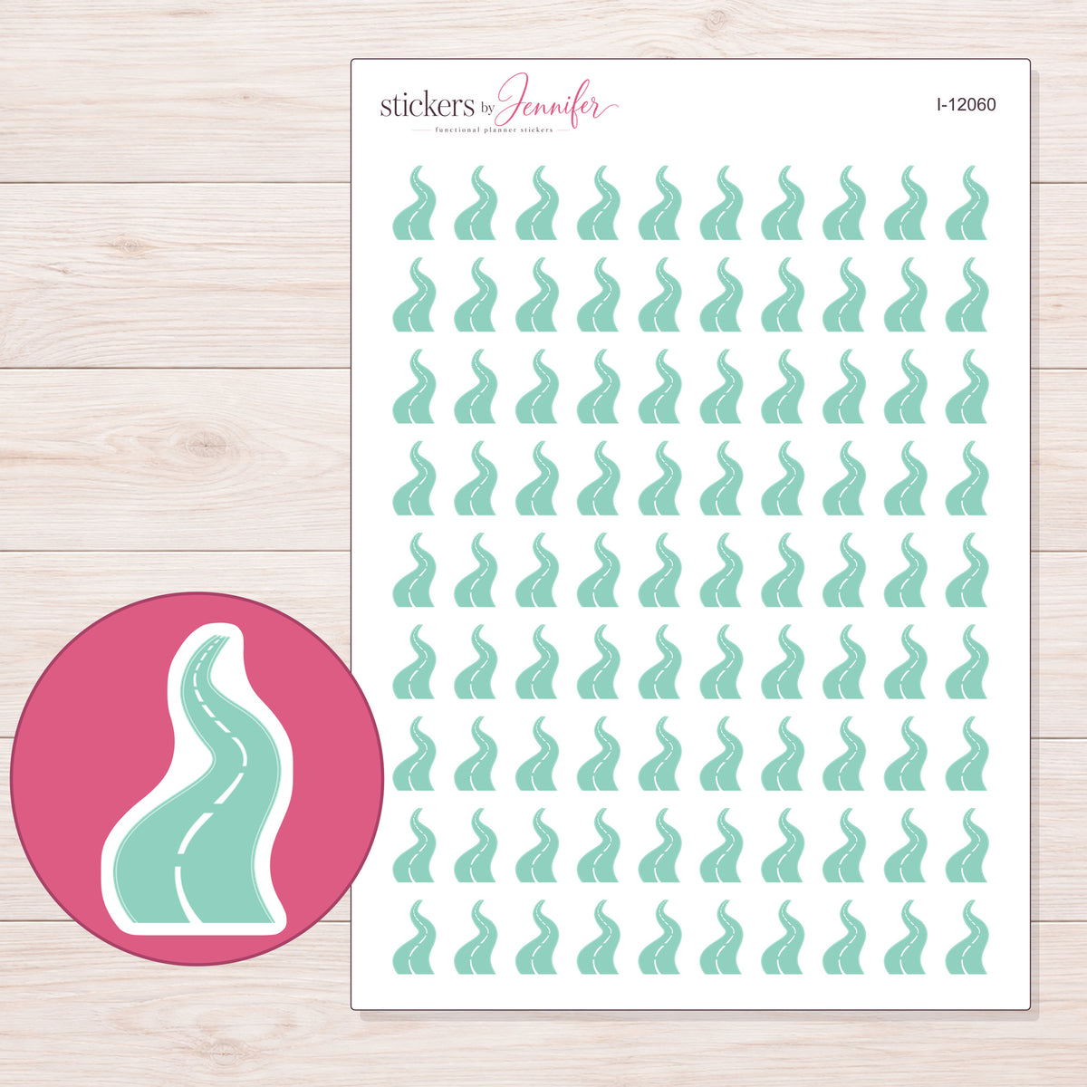 I-12060 planner sticker sheet with enlarged sticker detail
