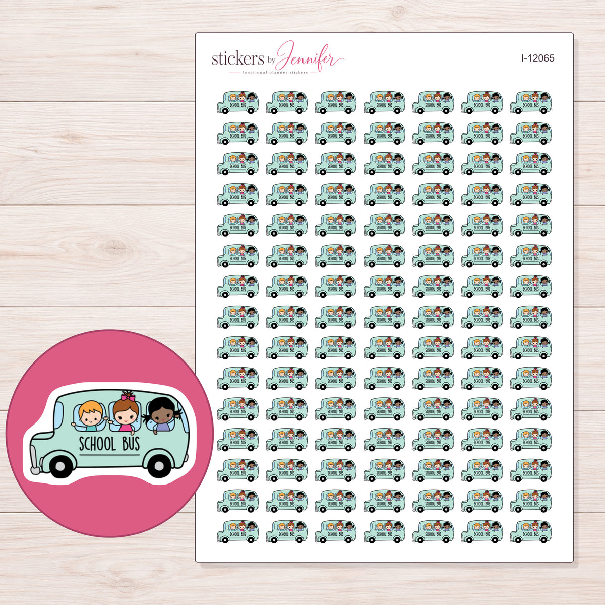 I-12065 planner sticker sheet with enlarged sticker detail