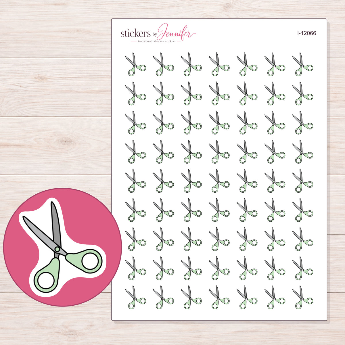 I-12066 planner sticker sheet with enlarged sticker detail