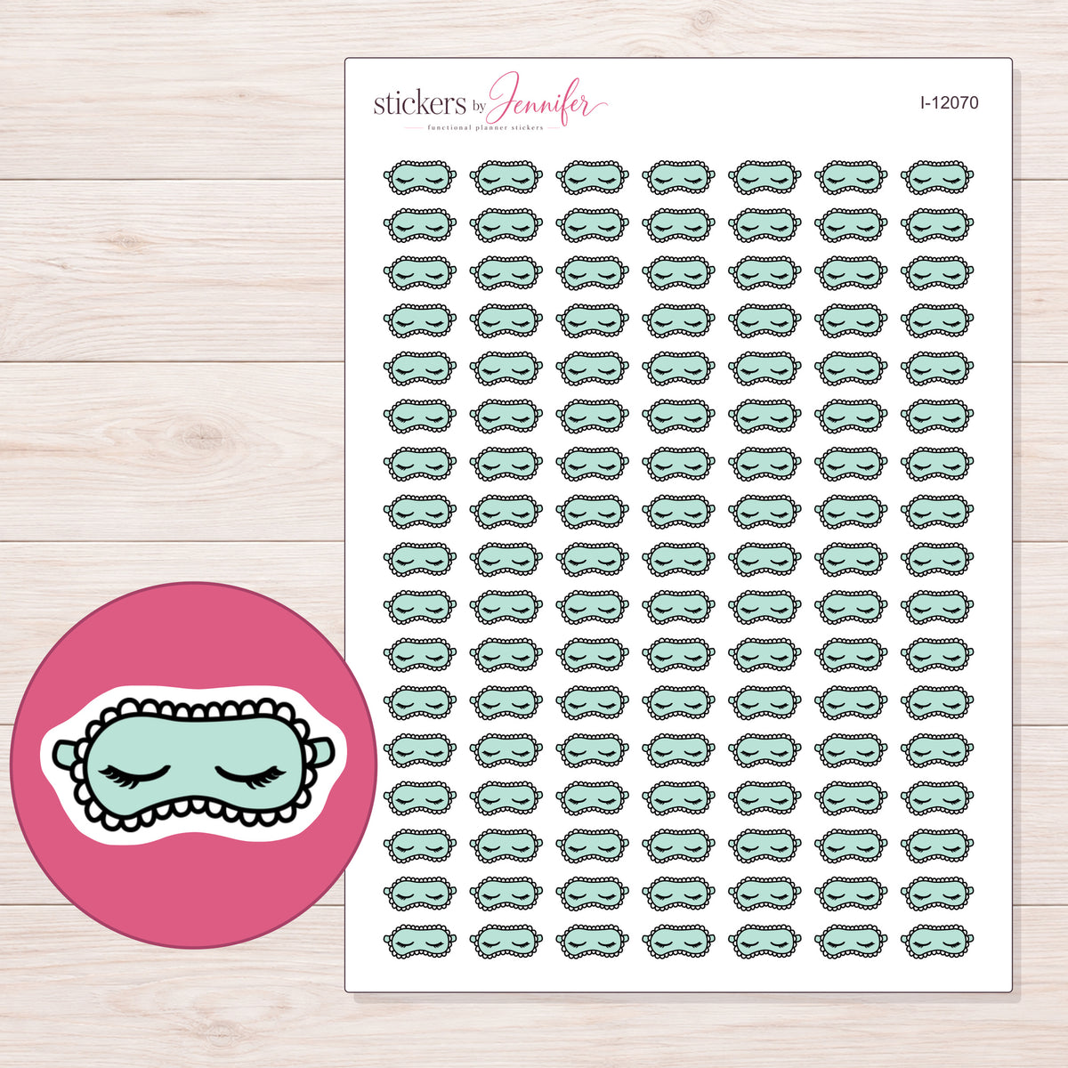I-12070 planner sticker sheet with enlarged sticker detail