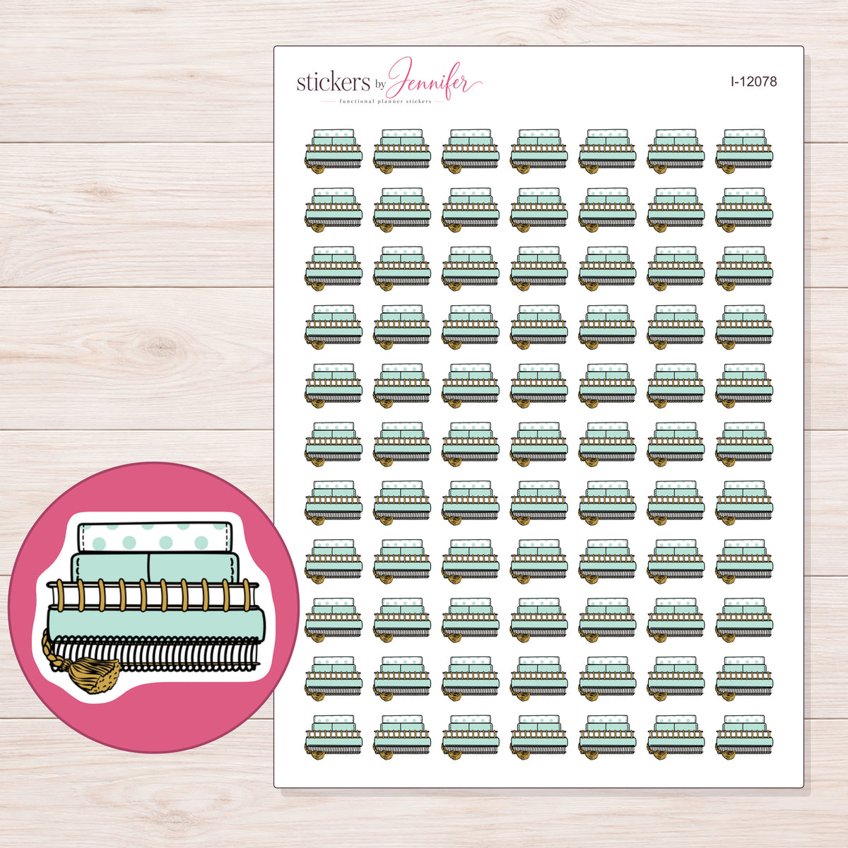I-12078 planner sticker sheet with enlarged sticker detail
