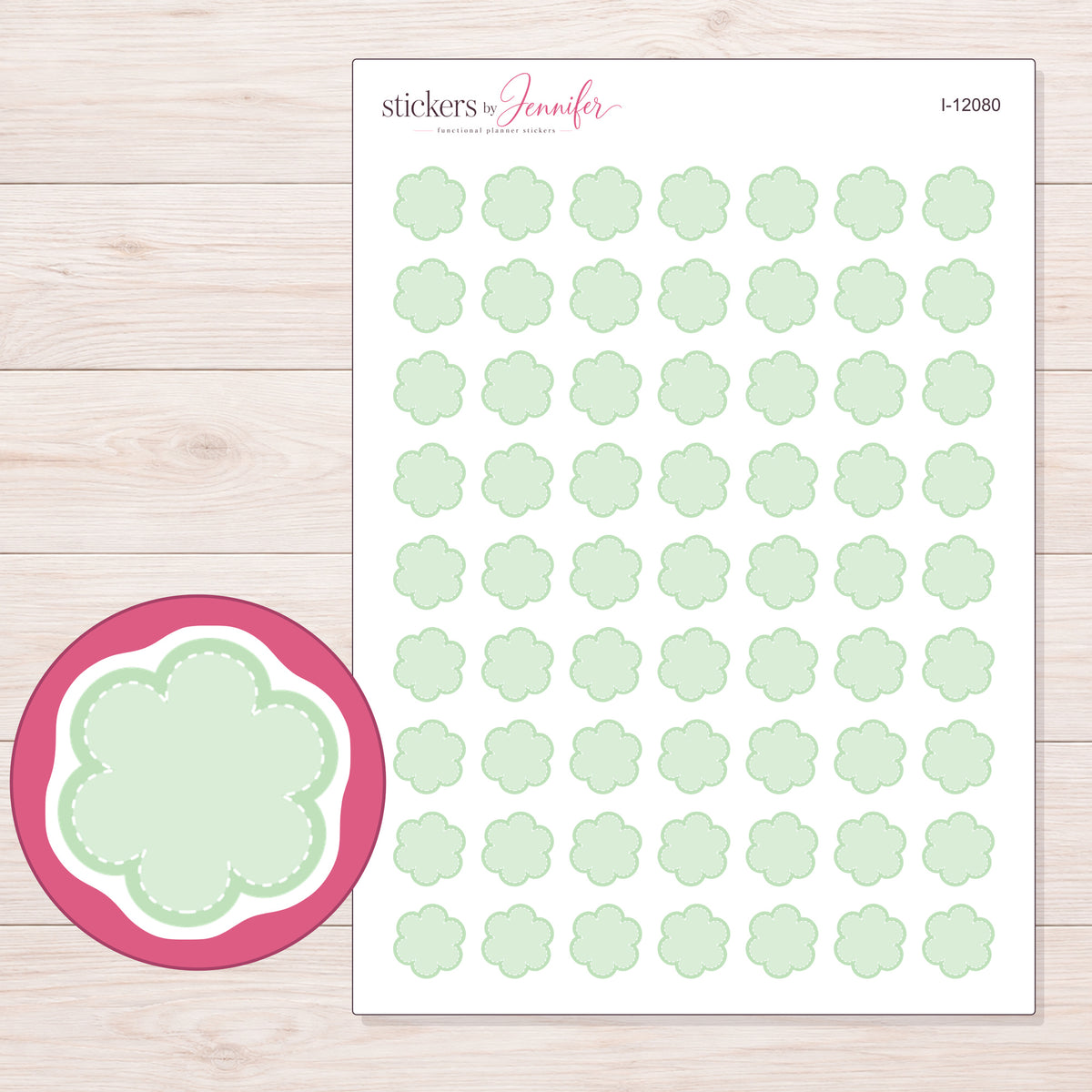 I-12080 planner sticker sheet with enlarged sticker detail