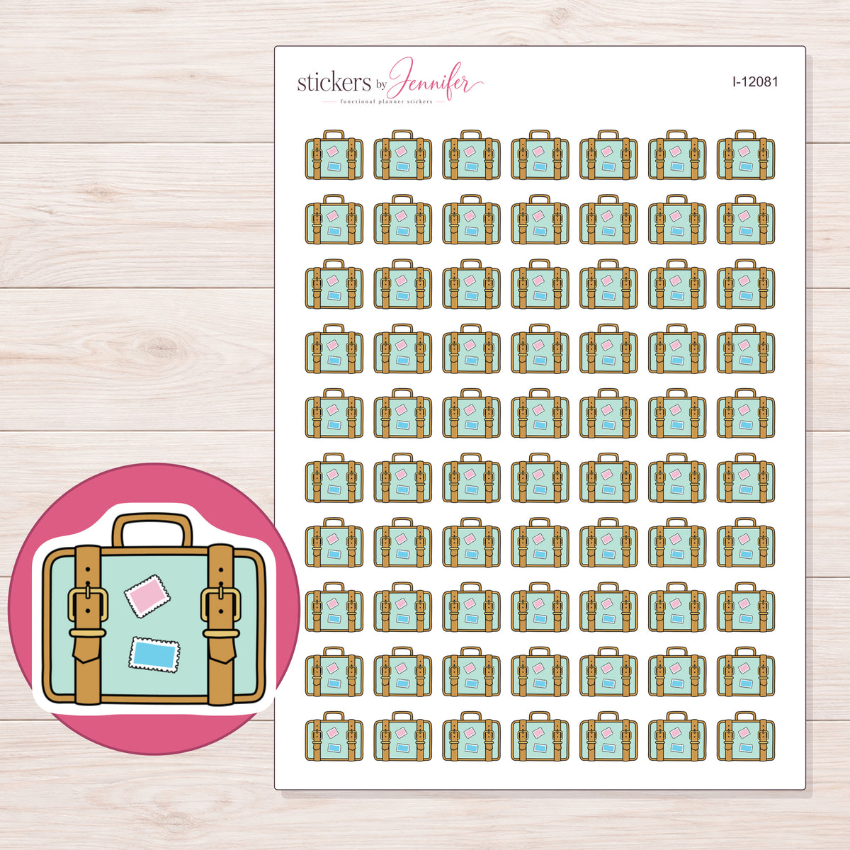 I-12081 planner sticker sheet with enlarged sticker detail