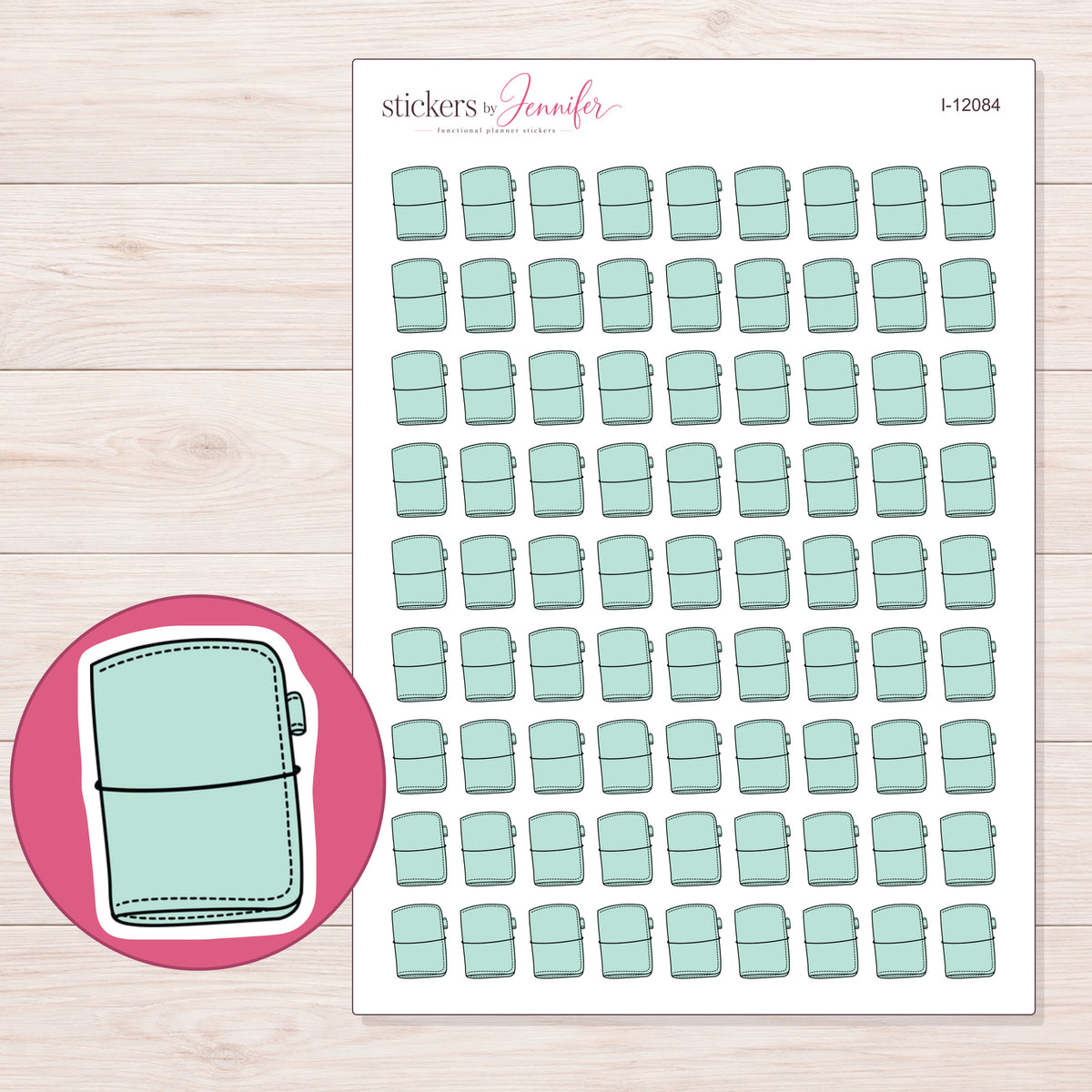 I-12084 planner sticker sheet with enlarged sticker detail