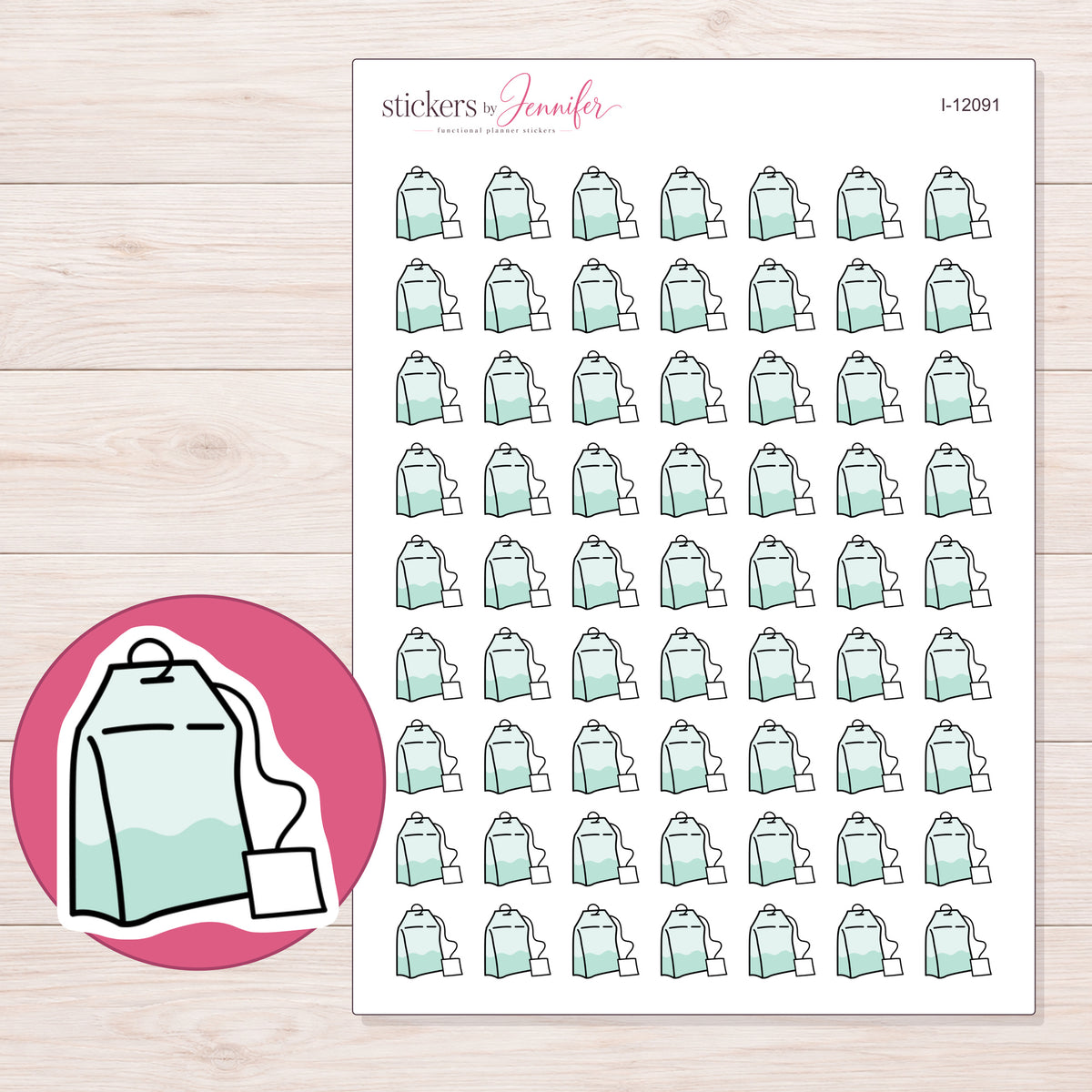 I-12091 planner sticker sheet with enlarged sticker detail
